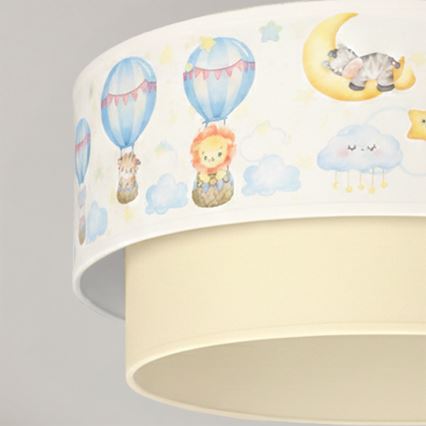 Brilagi - LED παιδική πλαφονιέρα BOBO, 1xE27/60W/230V, διάμ. 40 cm, λευκό/μπεζ/ζωάκια