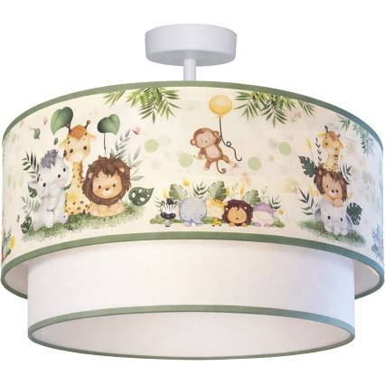 Brilagi - LED παιδική πλαφονιέρα BOBO 1xE27/60W/230V, διάμ. 40 εκ., κρεμ/πράσινο (θέμα ζούγκλας)