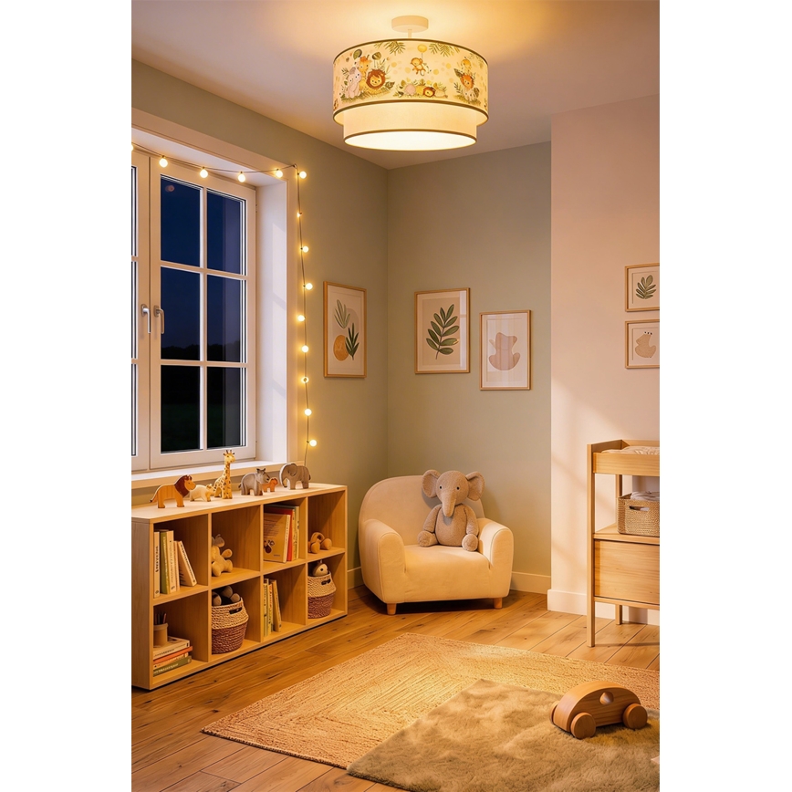 Brilagi - LED παιδική πλαφονιέρα BOBO 1xE27/60W/230V, διάμ. 40 εκ., κρεμ/πράσινο (θέμα ζούγκλας)