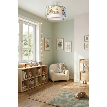 Brilagi - LED παιδική πλαφονιέρα BOBO 1xE27/60W/230V, διάμ. 40 εκ., κρεμ/πράσινο (θέμα ζούγκλας)