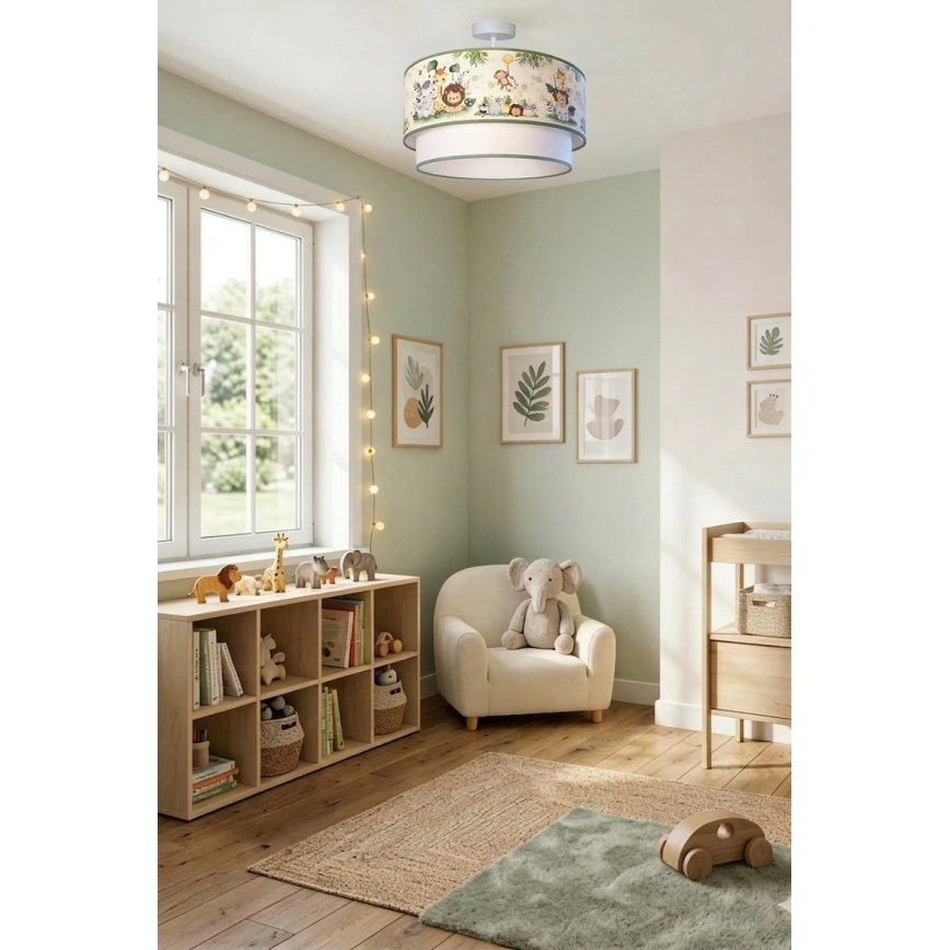 Brilagi - LED παιδική πλαφονιέρα BOBO 1xE27/60W/230V, διάμ. 40 εκ., κρεμ/πράσινο (θέμα ζούγκλας)