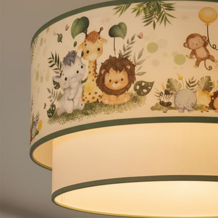 Brilagi - LED παιδική πλαφονιέρα BOBO 1xE27/60W/230V, διάμ. 40 εκ., κρεμ/πράσινο (θέμα ζούγκλας)