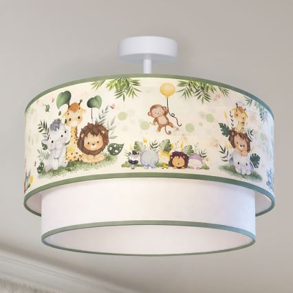 Brilagi - LED παιδική πλαφονιέρα BOBO 1xE27/60W/230V, διάμ. 40 εκ., κρεμ/πράσινο (θέμα ζούγκλας)