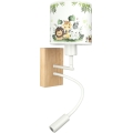 Brilagi - LED Παιδικό ευέλικτο φωτιστικό τοίχου BOBO WOOD 1xE27/25W/230V + LED/3W βελανιδιά/λευκό/πράσινο/ζούγκλα