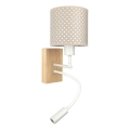 Brilagi - LED παιδικό ευέλικτο επιτοίχιο φωτιστικό BOBO WOOD 1xE27/25W/230V + LED/3W βελανιδιά/λευκό/μπεζ/πουά