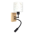Brilagi - LED Παιδικό ευέλικτο επιτοίχιο φωτιστικό BOBO WOOD 1xE27/25W/230V + LED/3W βελανιδιά/μαύρο/λευκό/κουνελάκια