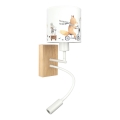 Brilagi - LED Παιδικό ευέλικτο επιτοίχιο φωτιστικό BOBO WOOD 1xE27/25W/230V + LED/3W δρυς/λευκό/ζωάκια