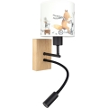 Brilagi - LED Παιδικό ευέλικτο επιτοίχιο φωτιστικό BOBO WOOD 1xE27/25W/230V + LED/3W δρυς/μαύρο/λευκό/ζωάκια