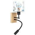 Brilagi - LED παιδικό ευέλικτο επιτοίχιο φωτιστικό BOBO WOOD 1xE27/25W/230V + LED/3W δρυς/μαύρο/λευκό/μπλε/με αρκουδάκια