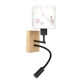 Brilagi - LED παιδικό ευέλικτο επιτοίχιο φωτιστικό BOBO WOOD 1xE27/25W/230V + LED/3W δρυς/μαύρο/κρεμ/κουνελάκια