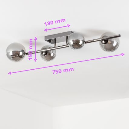 Brilagi - LED πλαφονιέρα MILLA 4xG9/3W/230V μαύρο χρώμιο/καπνιστό γυαλί