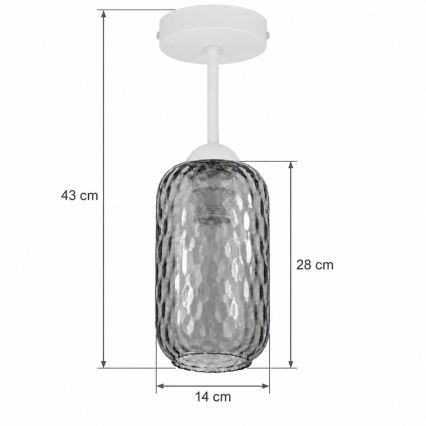 BRILAGI - LED Επιφανειακό φωτιστικό οροφής RETRO GLASS 1xE27/60W/230V διάμ. 14 εκ. λευκό/καπνιστό γκρι