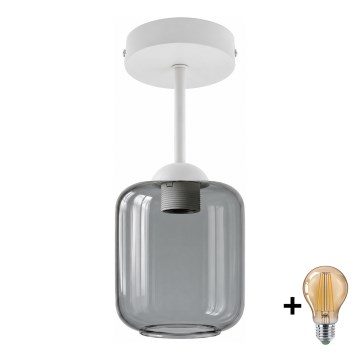 BRILAGI - LED Πλαφονιέρα RETRO GLASS 1xE27/60W/230V Ø 14 cm λευκό/καπνιστό γκρι