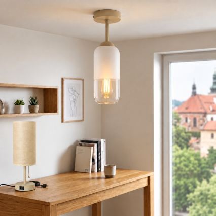 BRILAGI - LED πλαφονιέρα RETRO GLASS 1xE27/60W/230V Ø 14 cm μπεζ/λευκό