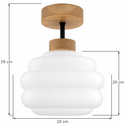 BRILAGI - LED πλαφονιέρα RETRO GLASS 1xE27/60W/230V Ø 20 cm δρυς/λευκό
