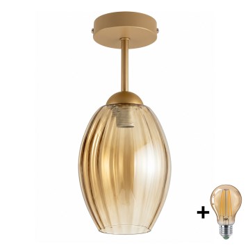 BRILAGI - LED Πλαφονιέρα RETRO GLASS 1xE27/60W/230V διάμ. 17 εκ. μπεζ/καπνιστό μπεζ