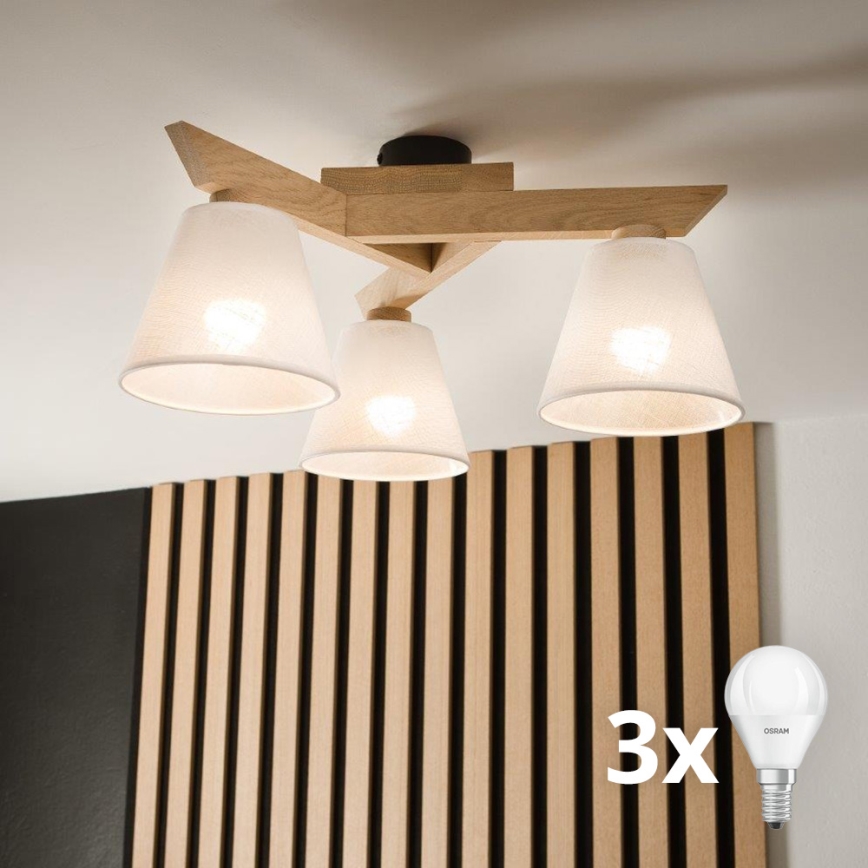 Brilagi - LED  Πλαφονιέρα οροφής ANTHONY 3xE14/40W/230V δρυς/λευκό