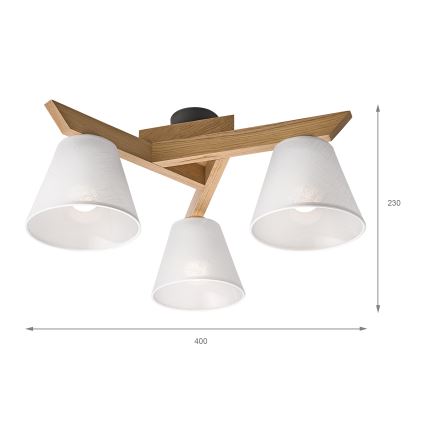 Brilagi - LED  Πλαφονιέρα οροφής ANTHONY 3xE14/40W/230V δρυς/λευκό