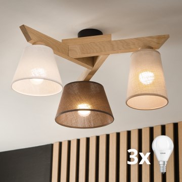 Brilagi - LED  Πλαφονιέρα οροφής ANTHONY 3xE14/40W/230V δρυς