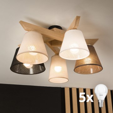 Brilagi - LED  Πλαφονιέρα οροφής ANTHONY 5xE14/40W/230V δρυς