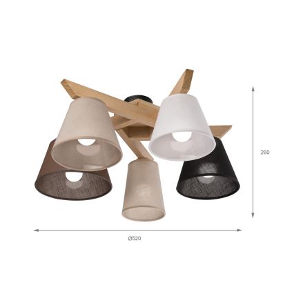 Brilagi - LED  Πλαφονιέρα οροφής ANTHONY 5xE14/40W/230V δρυς