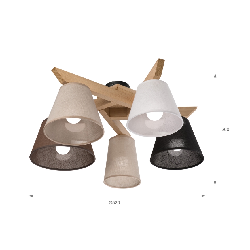 Brilagi - LED  Πλαφονιέρα οροφής ANTHONY 5xE14/40W/230V δρυς