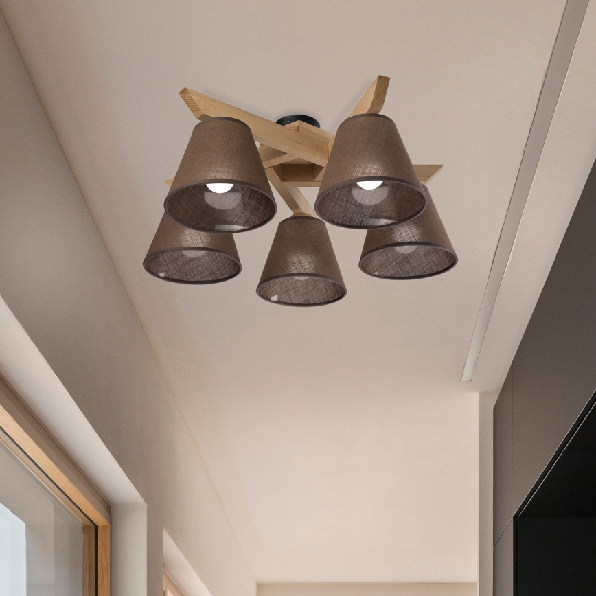 Brilagi - LED  Πλαφονιέρα οροφής ANTHONY 5xE14/40W/230V δρυς/καφέ