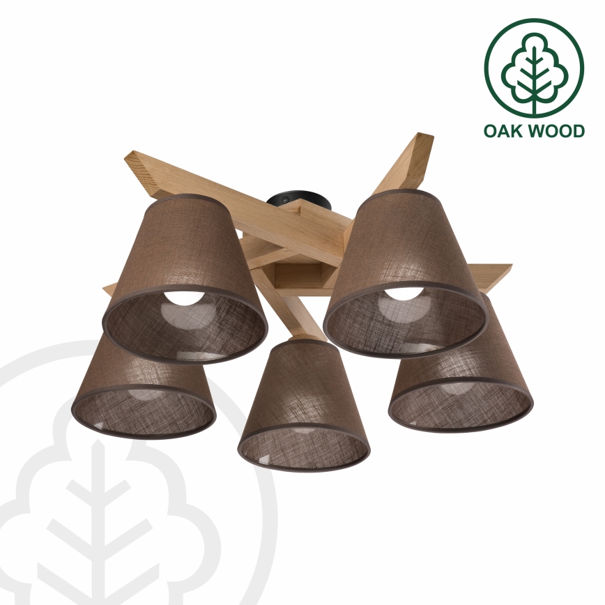 Brilagi - LED  Πλαφονιέρα οροφής ANTHONY 5xE14/40W/230V δρυς/καφέ