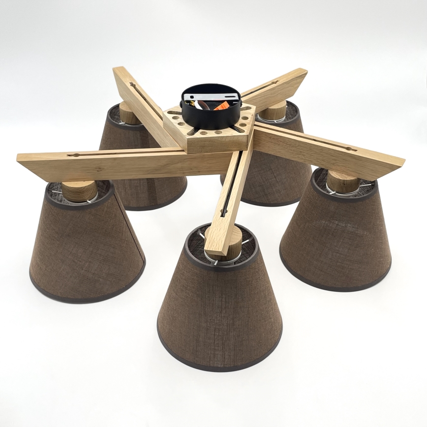 Brilagi - LED  Πλαφονιέρα οροφής ANTHONY 5xE14/40W/230V δρυς/καφέ