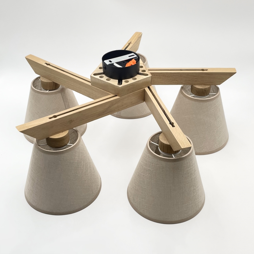 Brilagi - LED  Πλαφονιέρα οροφής ANTHONY 5xE14/40W/230V δρυς/μπεζ