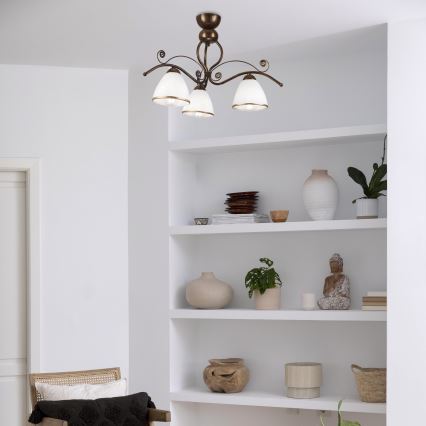 Brilagi - LED Πλαφονιέρα οροφής ANTICO 3xE27/60W/230V μπρονζέ πατίνα