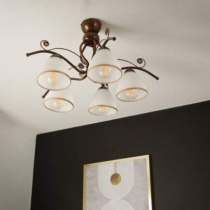 Brilagi - LED Πλαφονιέρα οροφής ANTICO 5xE27/60W/230V μπρονζέ πατίνα