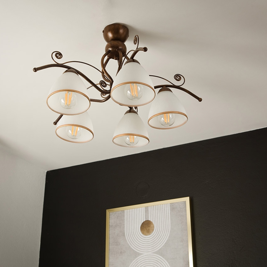 Brilagi - LED Πλαφονιέρα οροφής ANTICO 5xE27/60W/230V μπρονζέ πατίνα