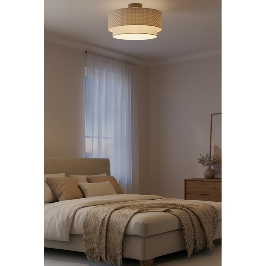 Brilagi - LED εφαρμοστό φωτιστικό οροφής BOHO BOBO, 1xE27/60W/230V, Ø 40 εκ., πουά, μπεζ/κρεμ