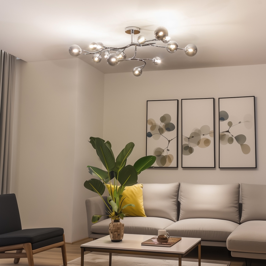 Brilagi - LED Πλαφονιέρα οροφής MISTEL 15xG9/3W/230V γυαλιστερό χρώμιο/φιμέ