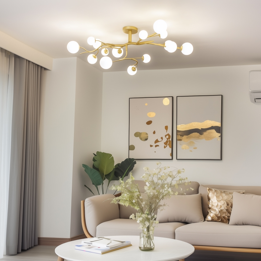 Brilagi - LED Πλαφονιέρα οροφής MISTEL 15xG9/3W/230V χρυσό/λευκό