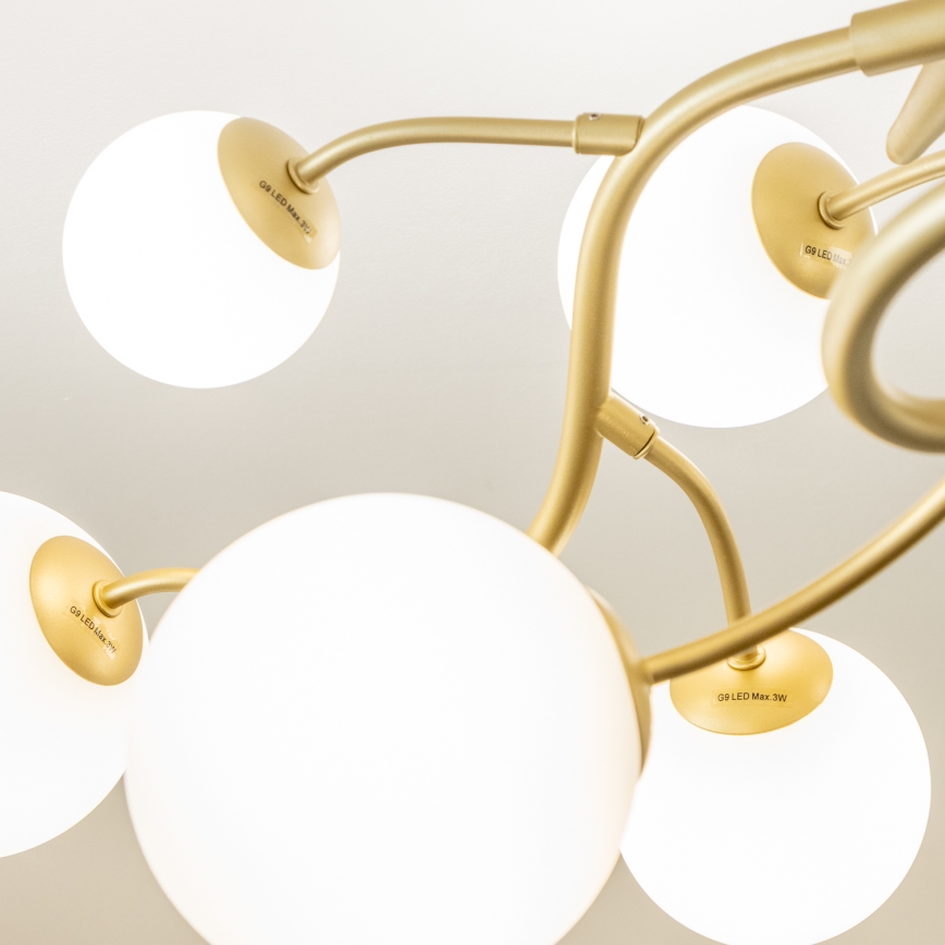 Brilagi - LED Πλαφονιέρα οροφής MISTEL 15xG9/3W/230V χρυσό/λευκό