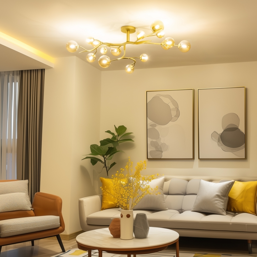 Brilagi - LED Πλαφονιέρα οροφής MISTEL 15xG9/3W/230V χρυσό