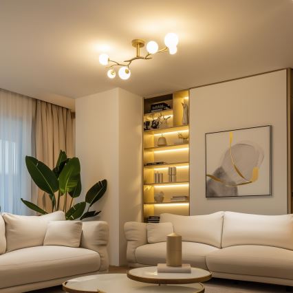 Brilagi - LED Πλαφονιέρα οροφής MISTEL 6xG9/3W/230V χρυσό/λευκό