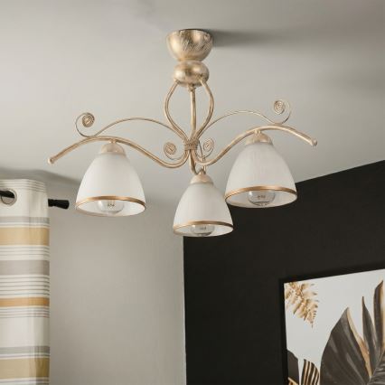 Brilagi - LED προσαρτημένο φωτιστικό οροφής ANTICO 3xE27/60W/230V λευκή πατίνα