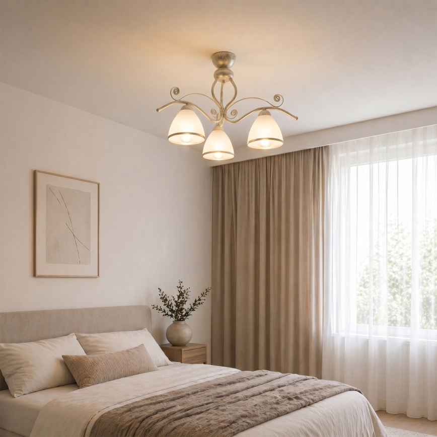 Brilagi - LED προσαρτημένο φωτιστικό οροφής ANTICO 3xE27/60W/230V λευκή πατίνα