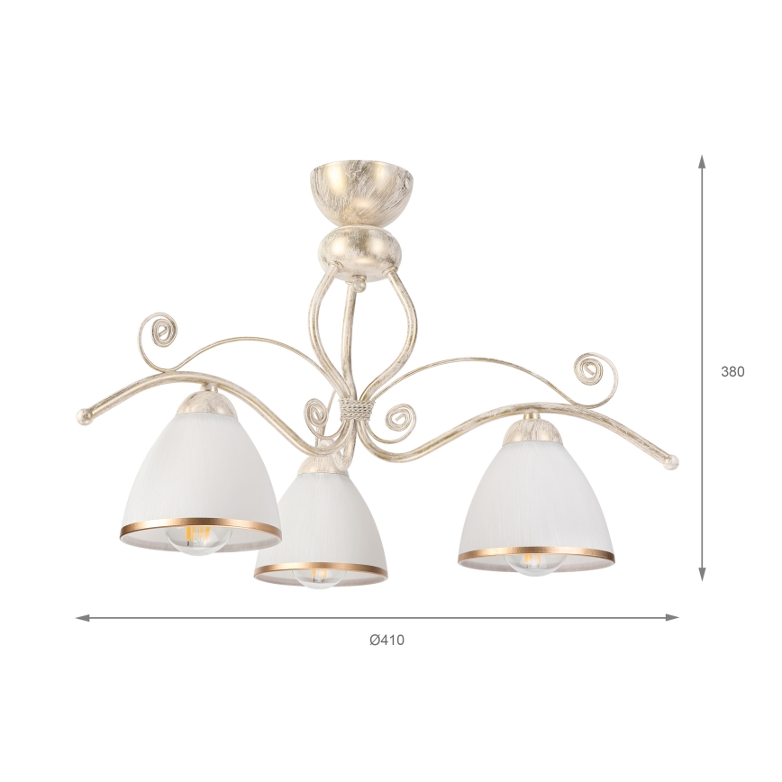 Brilagi - LED προσαρτημένο φωτιστικό οροφής ANTICO 3xE27/60W/230V λευκή πατίνα