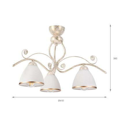Brilagi - LED προσαρτημένο φωτιστικό οροφής ANTICO 3xE27/60W/230V λευκή πατίνα