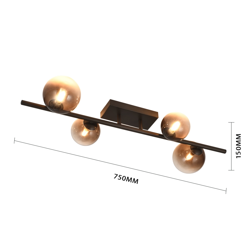 Brilagi - LED προσκολλητό φωτιστικό οροφής MILLA 4xG9/3W/230V καφέ/καπνιστό καφέ