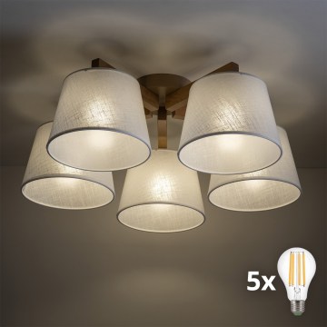BRILAGI - LED Προσκολλητός πολυέλαιος LATTE SABIA 5xE27/15W/230V πεύκο/λευκό