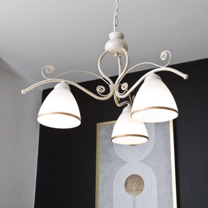 Brilagi - LED πολυέλαιος ANTICO με αλυσίδα 3xE27/60W/230V 3000K λευκή πατίνα