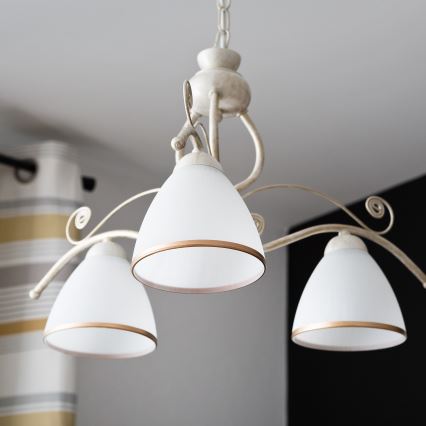 Brilagi - LED πολυέλαιος ANTICO με αλυσίδα 3xE27/60W/230V 3000K λευκή πατίνα