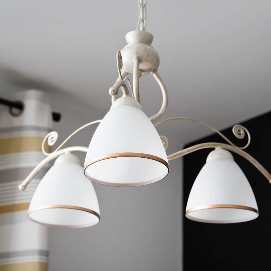 Brilagi - LED πολυέλαιος ANTICO με αλυσίδα 3xE27/60W/230V 3000K λευκή πατίνα