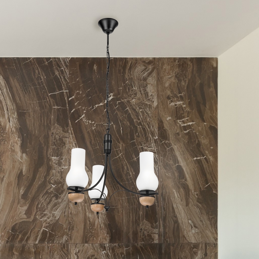 Brilagi - LED πολυέλαιος COTTAGE με αλυσίδα 3x E14/40W/230V δρυς/μαύρο/λευκό