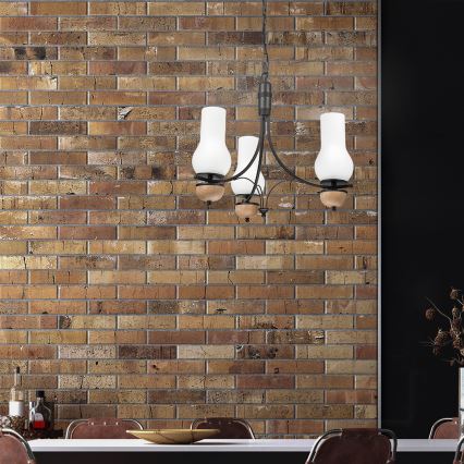 Brilagi - LED πολυέλαιος COTTAGE με αλυσίδα 3x E14/40W/230V δρυς/μαύρο/λευκό